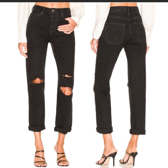 NWT Free People Bren Boyfriend Jeans in Black Magic - Picture 1 of 7